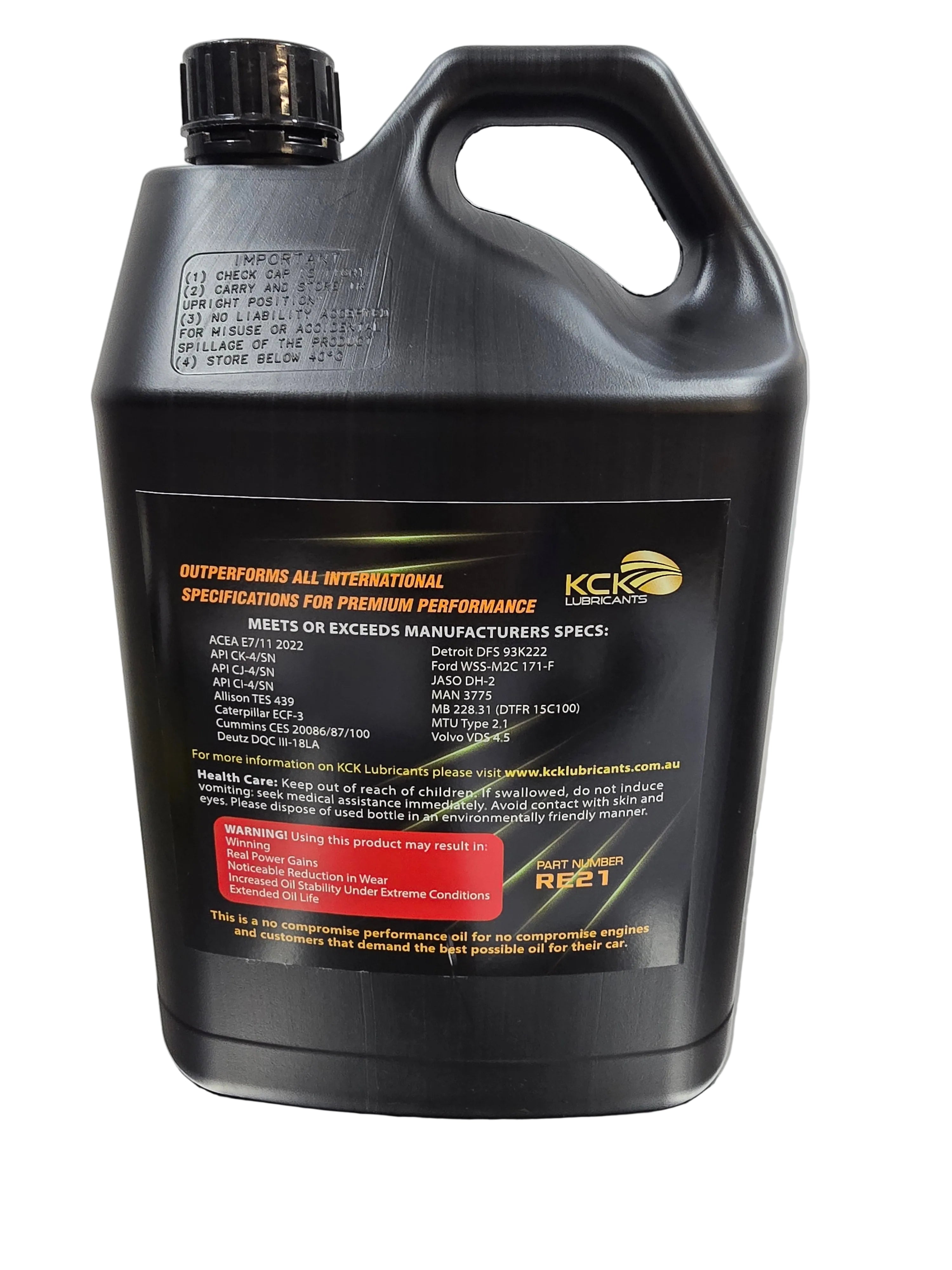 5L bottle of KCK Lubricants 10w40 CK-4 Engine oil
