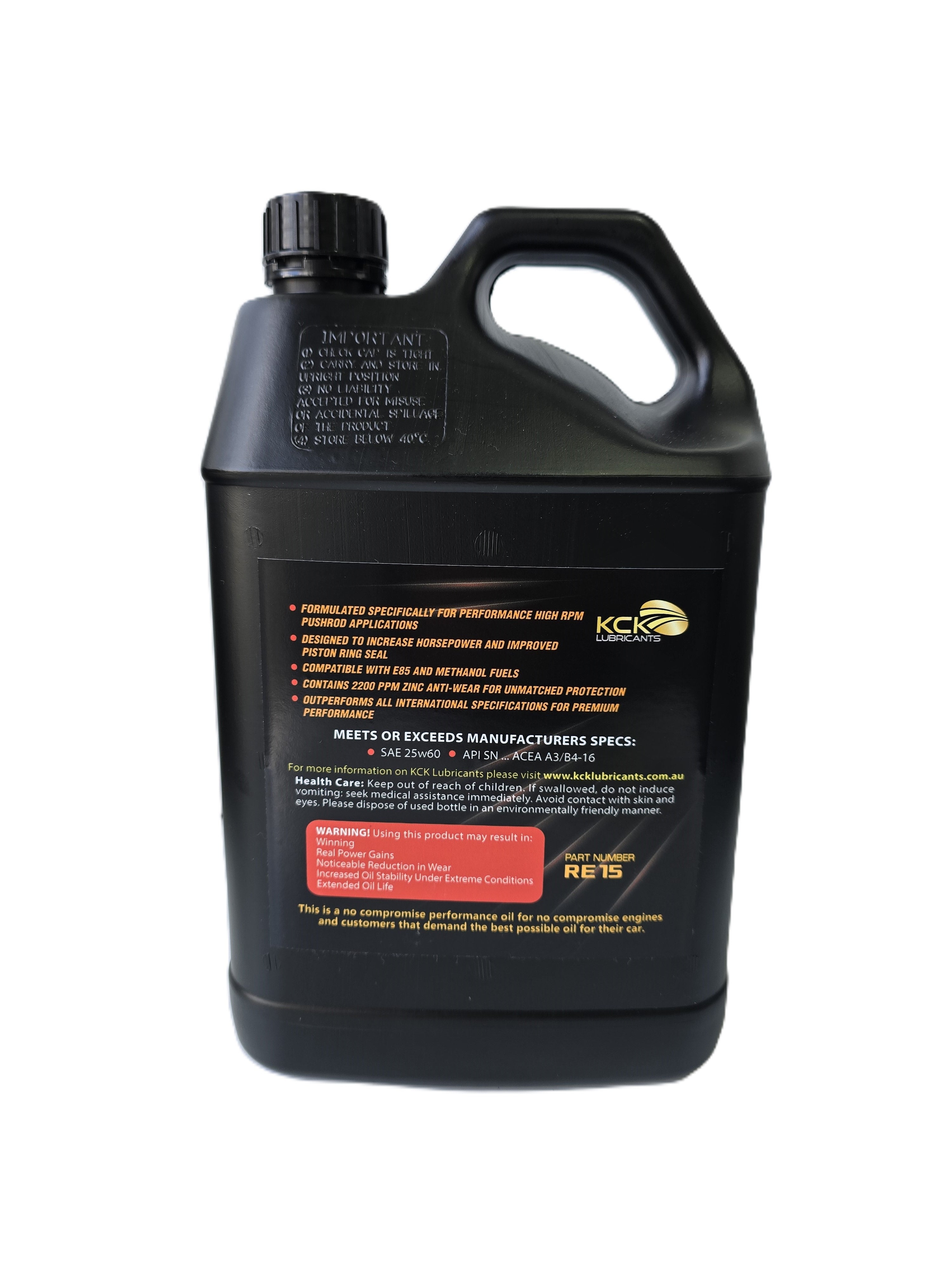 KCK Lubricants Performance 25w60 Engine Oil Group 2 mineral-based high-viscosity engine oil - 5l bottle rear
