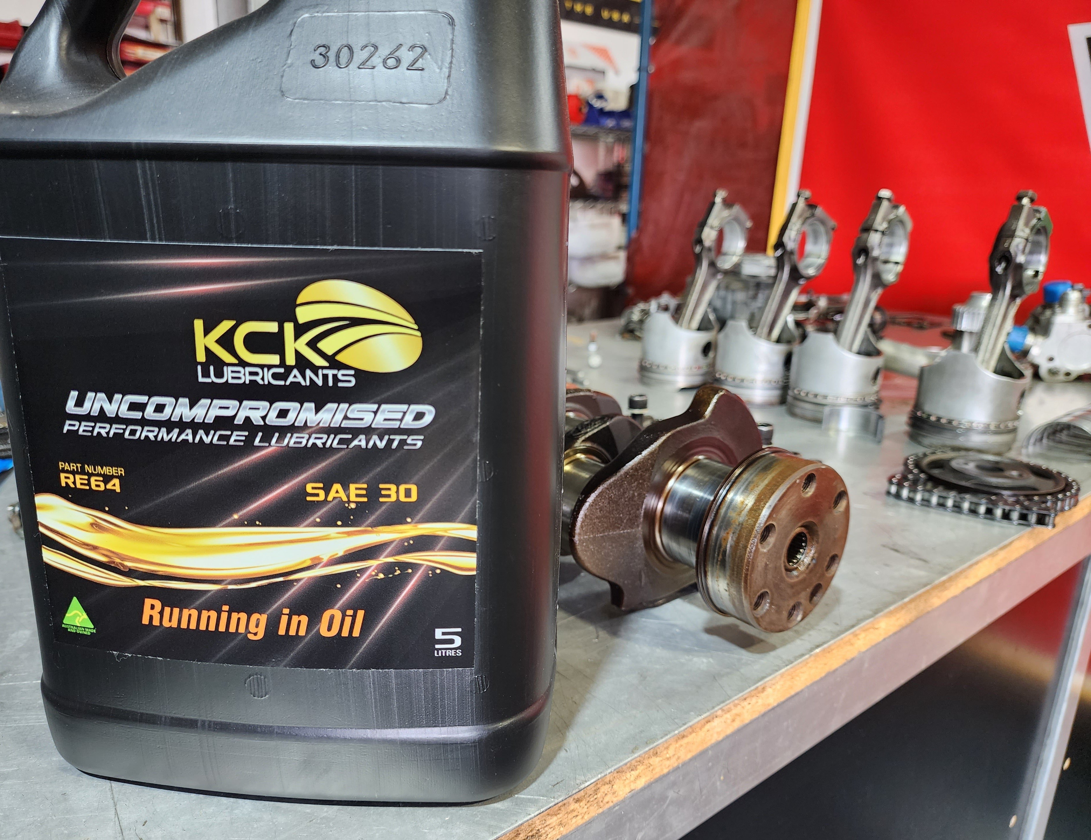 KCK Lubricants 30W Running In Engine Oil is a premium mono-grade SAE 30 engine oil - 5l bottle front engine rebuild